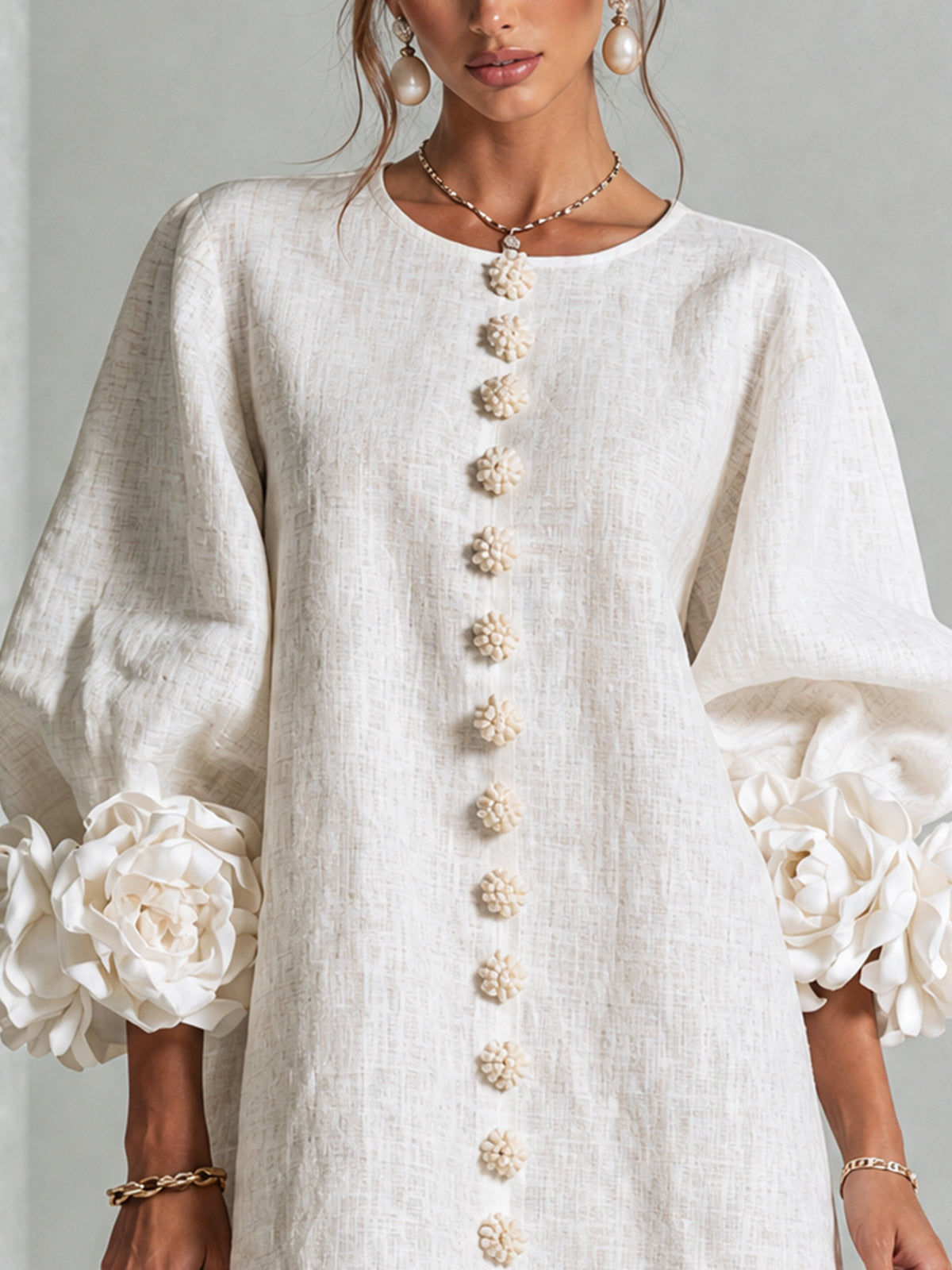 Rose | Floral Mini Dress with Puff Cuffs
