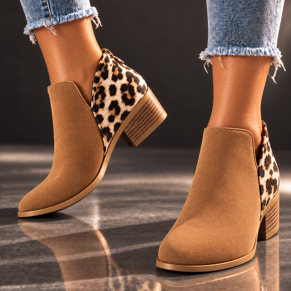 Camila | Leopard Print Ankle Boots