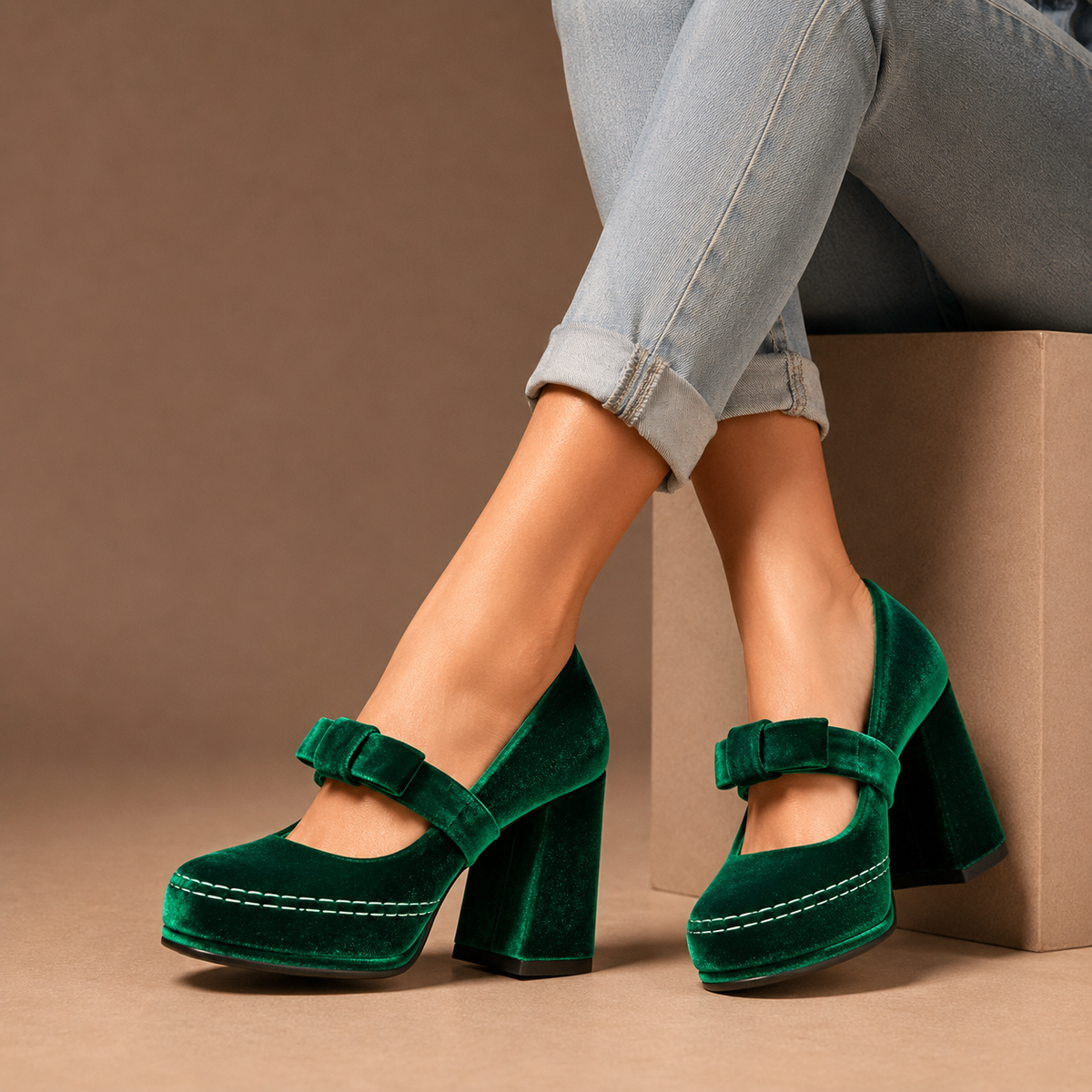 Valentina | Velvet Bow Heels