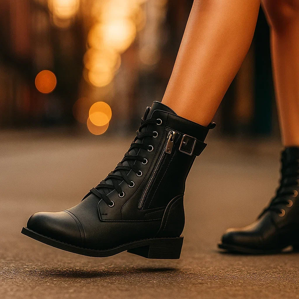 Ravyn | Buckle Lace-Up Ankle Boots