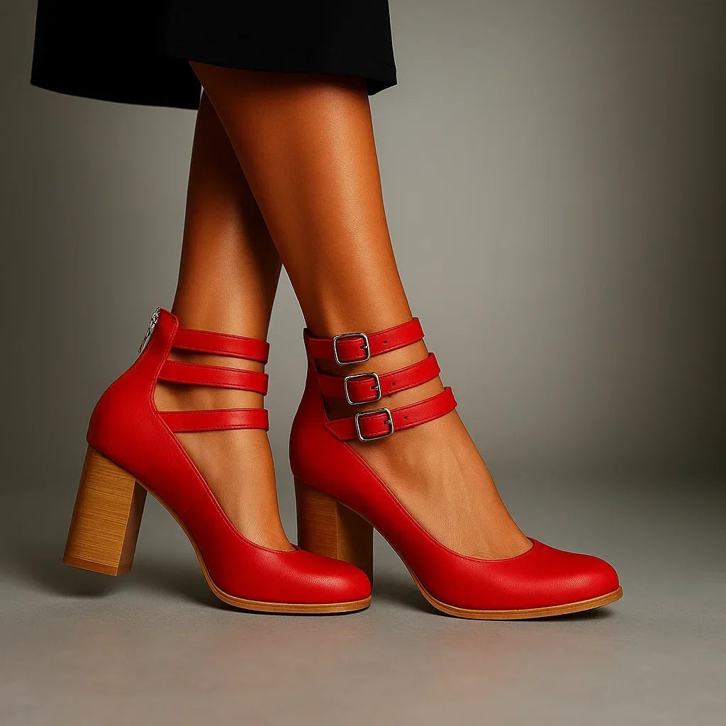 Sofia | Buckle Block Heels