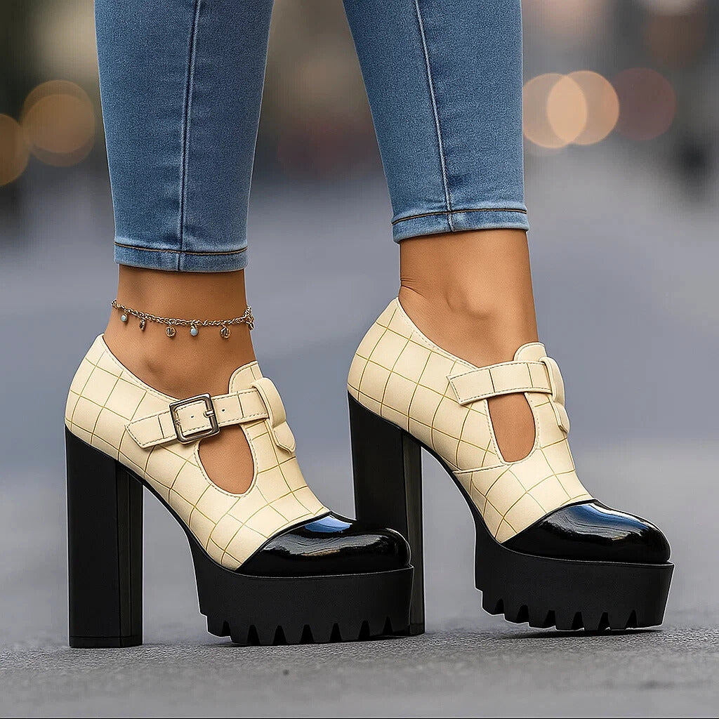 Vivienne | Croc-Embossed Block Heels