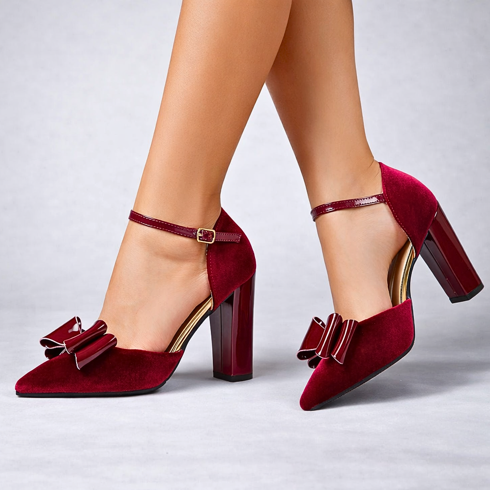 Lyla | Velvet Bow Heels