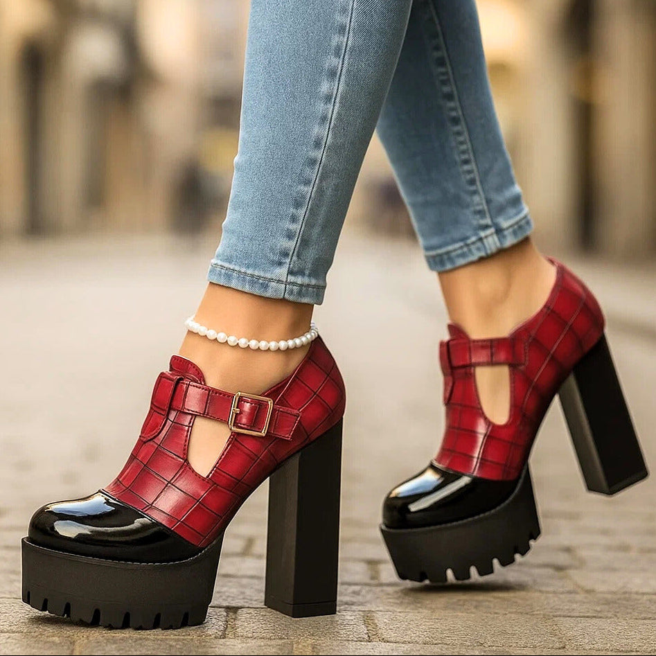 Vivienne | Croc-Embossed Block Heels