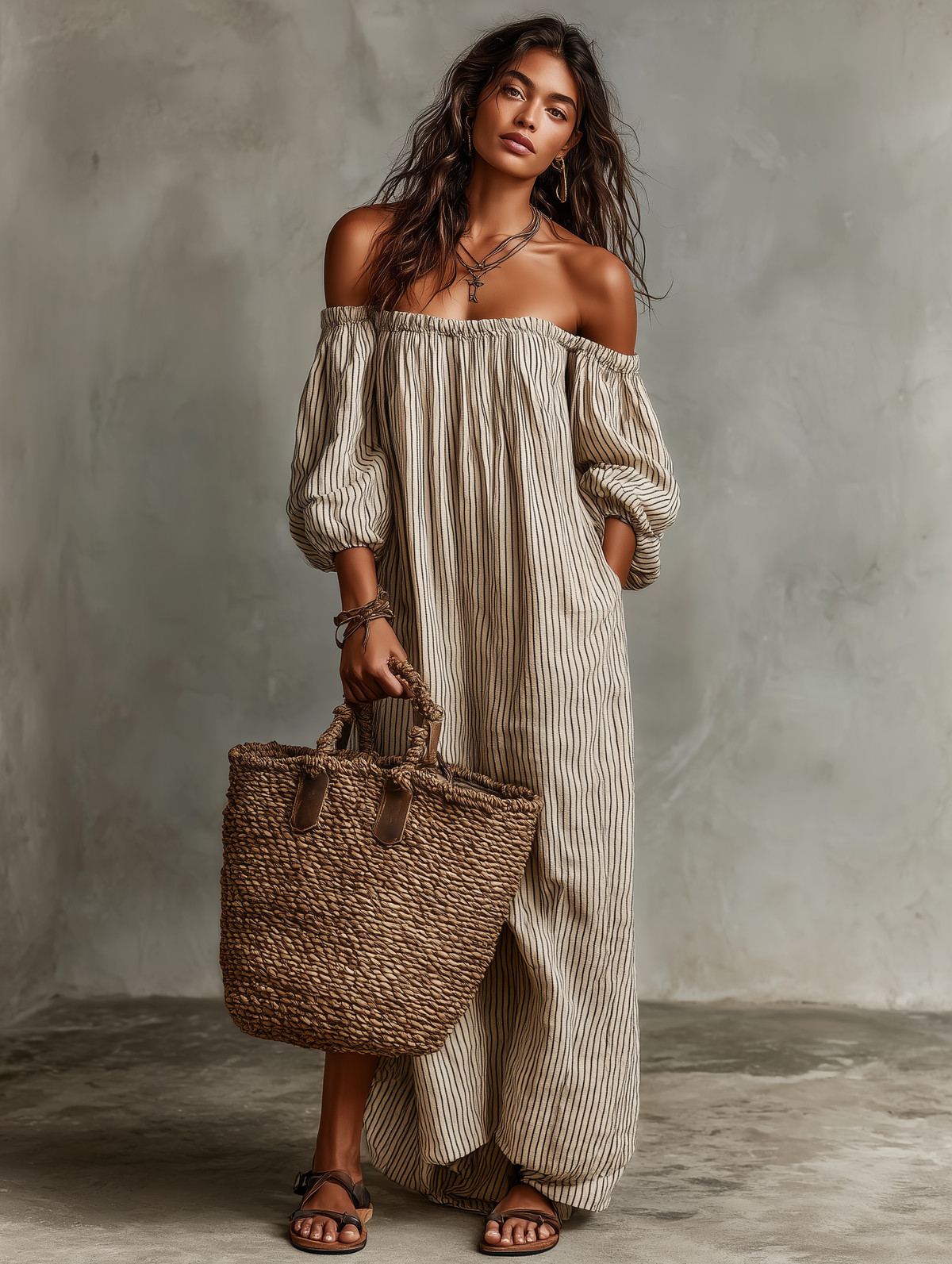 Ursula | Cotton-Linen Maxi Dress