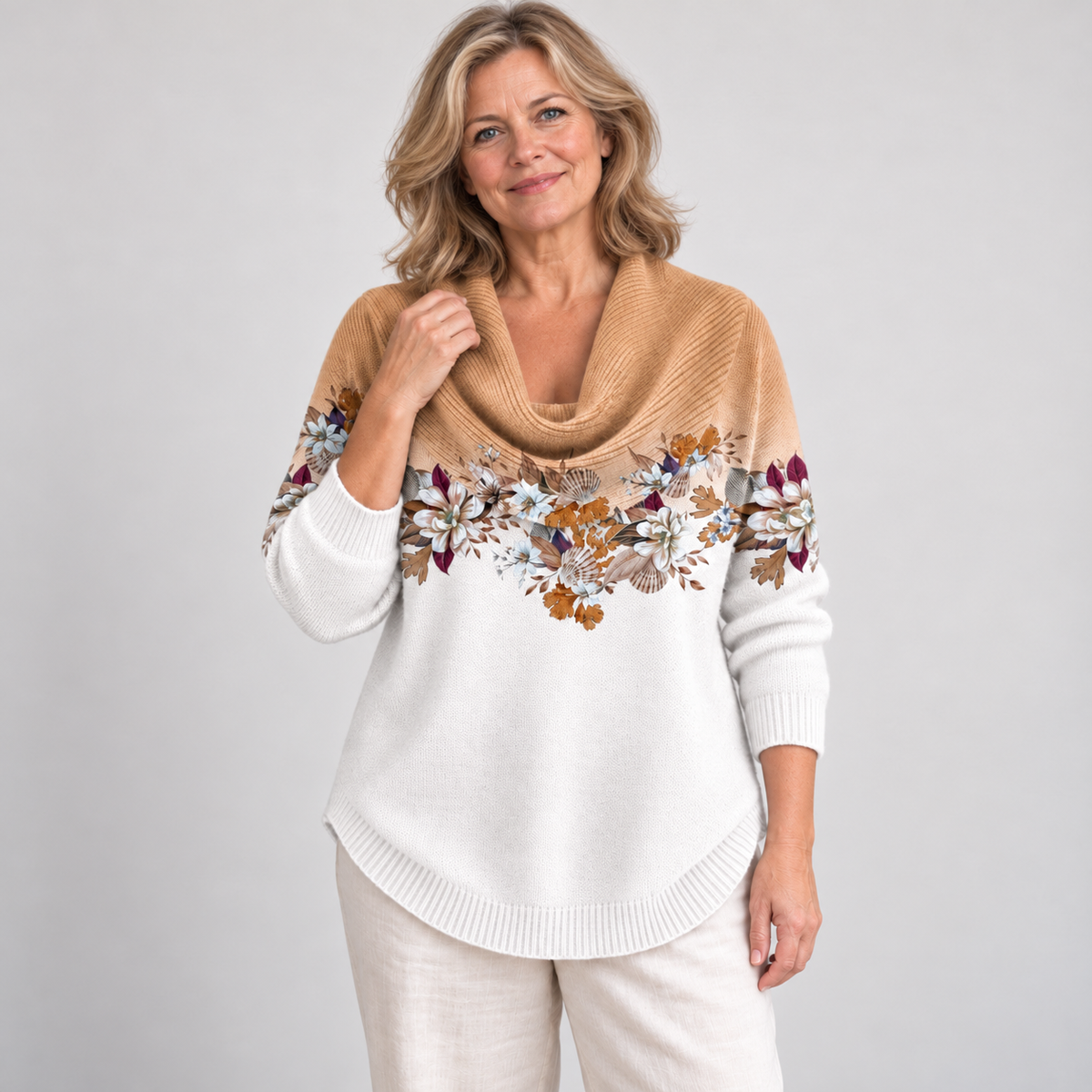 Rosalind | Draped Floral Sweater
