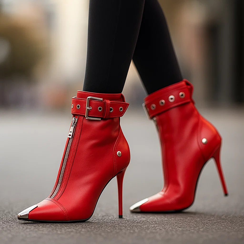 Lyla | Leather-Look Zip Ankle Boots