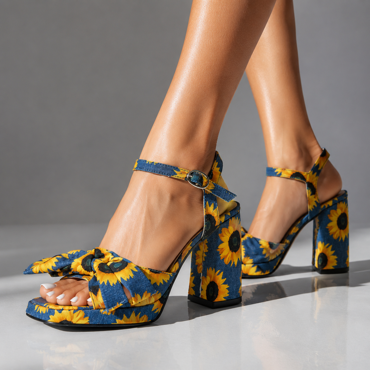 Bella | Sunflower Denim Heels