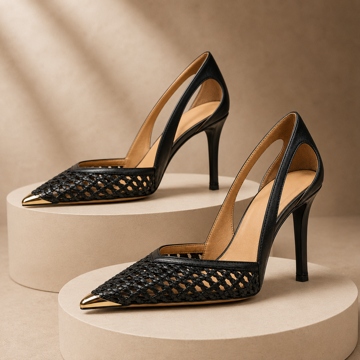 Valencia | Heels with Gold-Tone Toe Cap