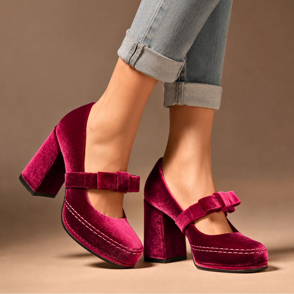 Valentina | Velvet Bow Heels