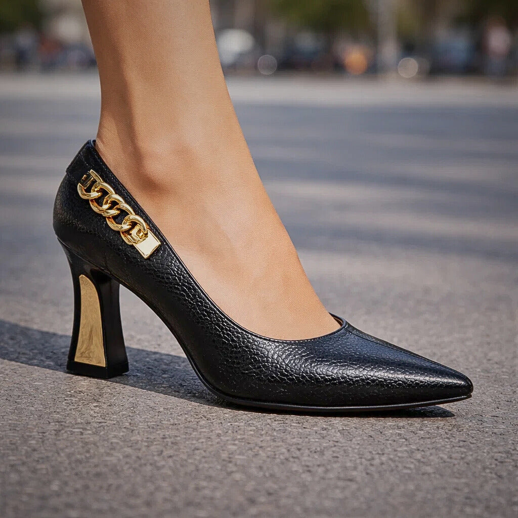 Alessia | Heels with Gold-Tone Heel Cap