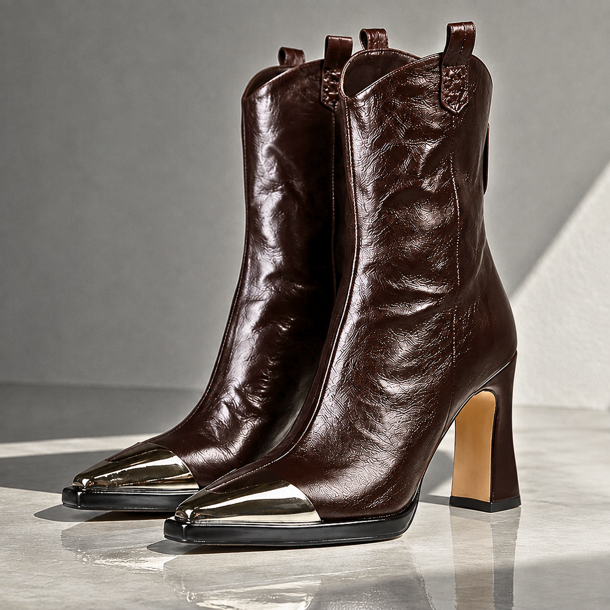 Viviana | Faux Leather Block Heel Ankle Boots