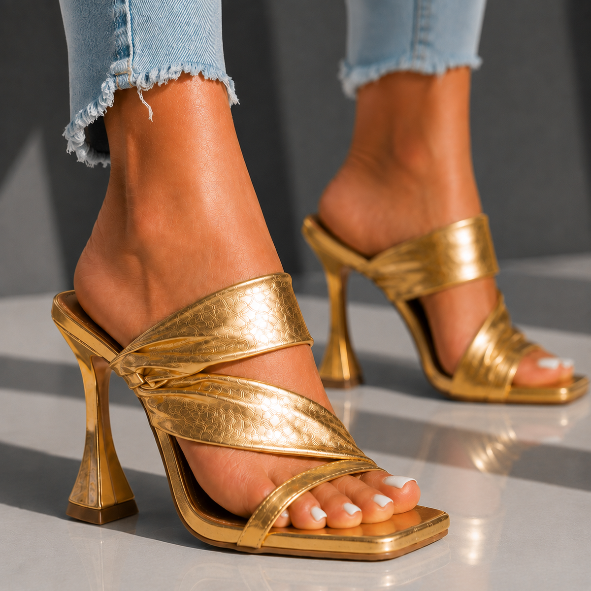 Serena | Crossover Strap Heeled Mules