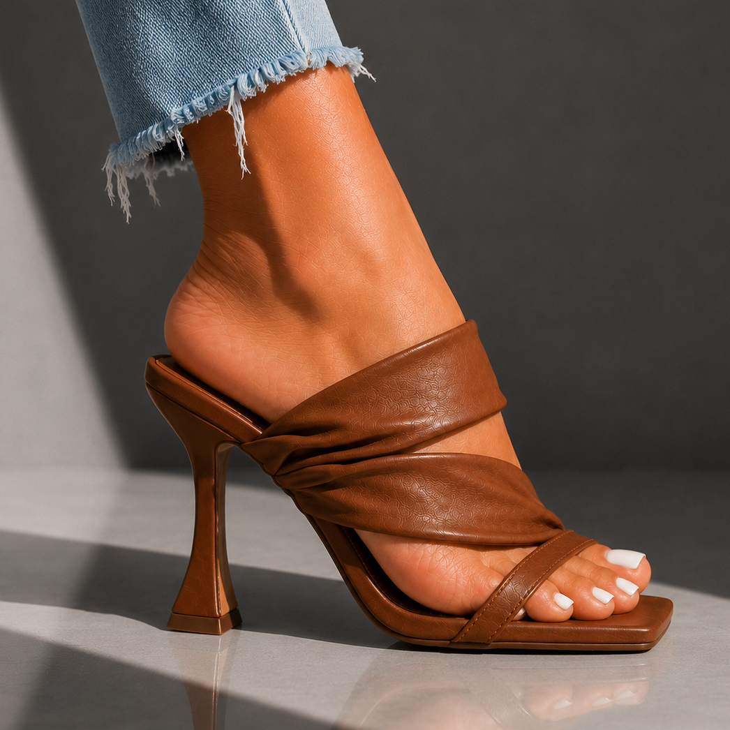 Serena | Crossover Strap Heeled Mules