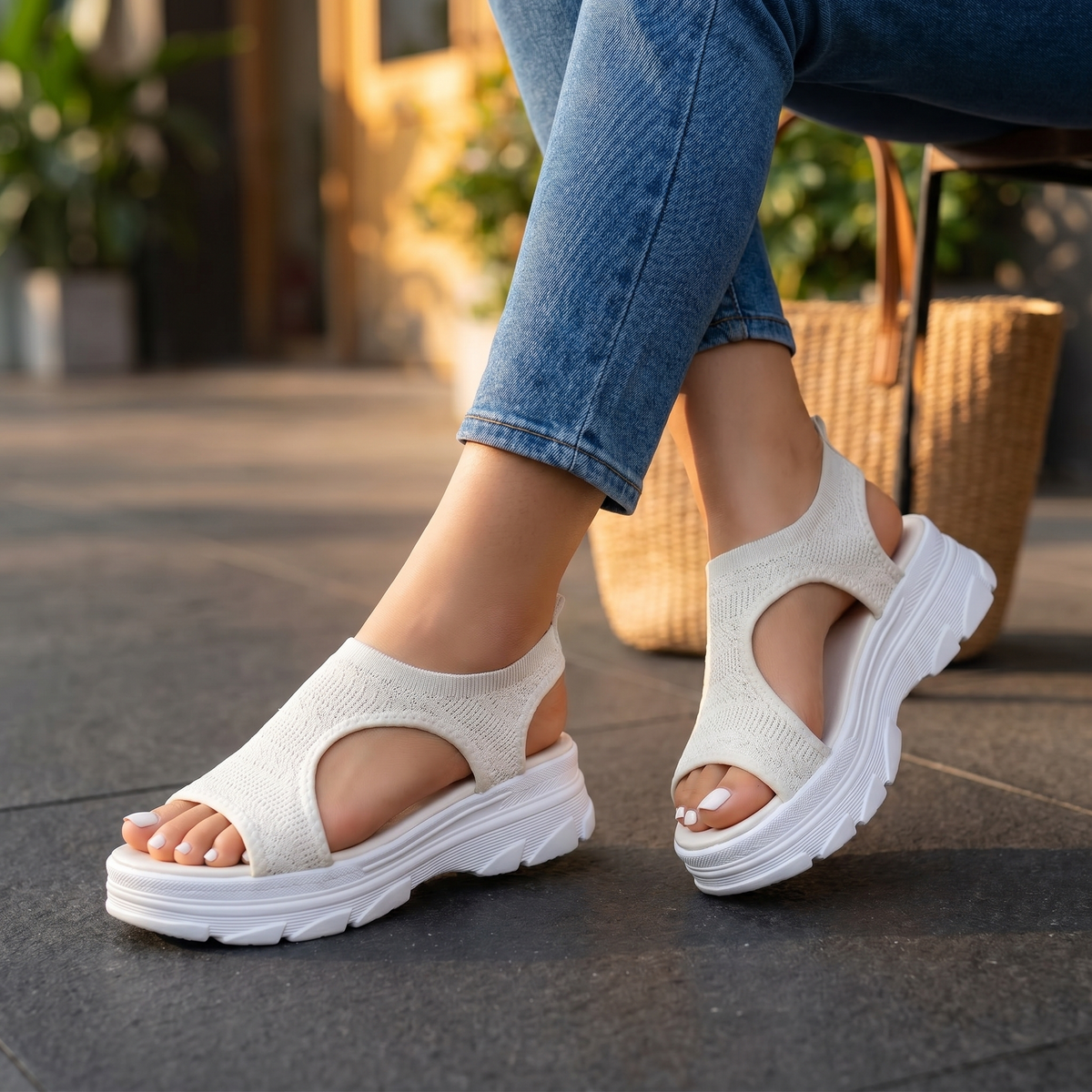 Hadley | Knit Wedge Sandals