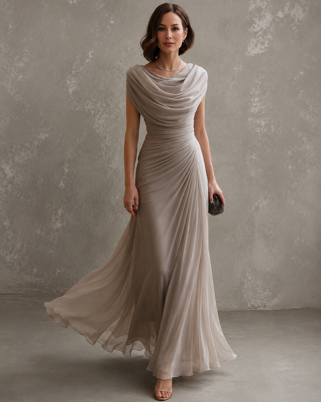 Yolanda | Draped Floor-Length Maxi Dress