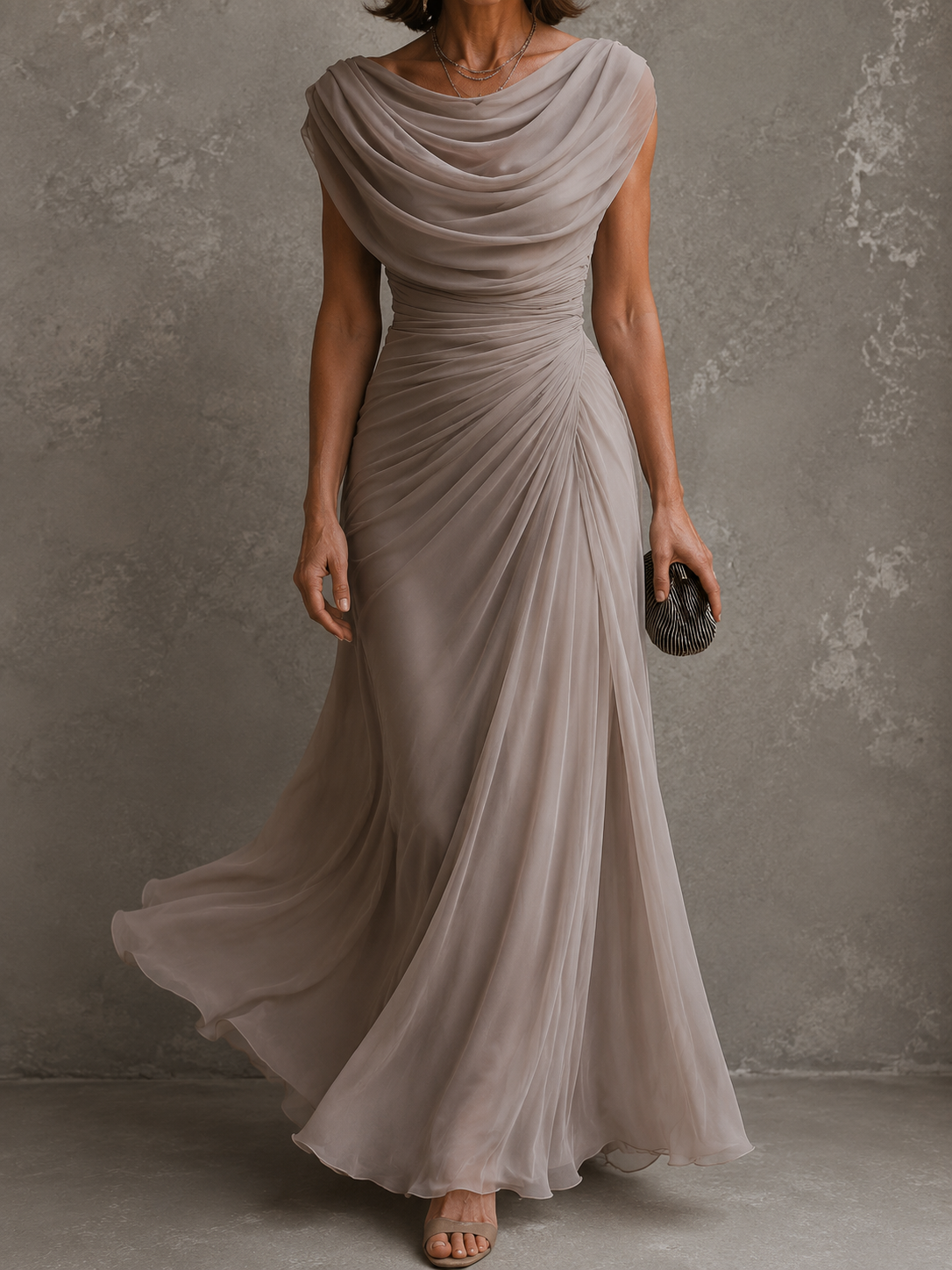 Yolanda | Draped Floor-Length Maxi Dress