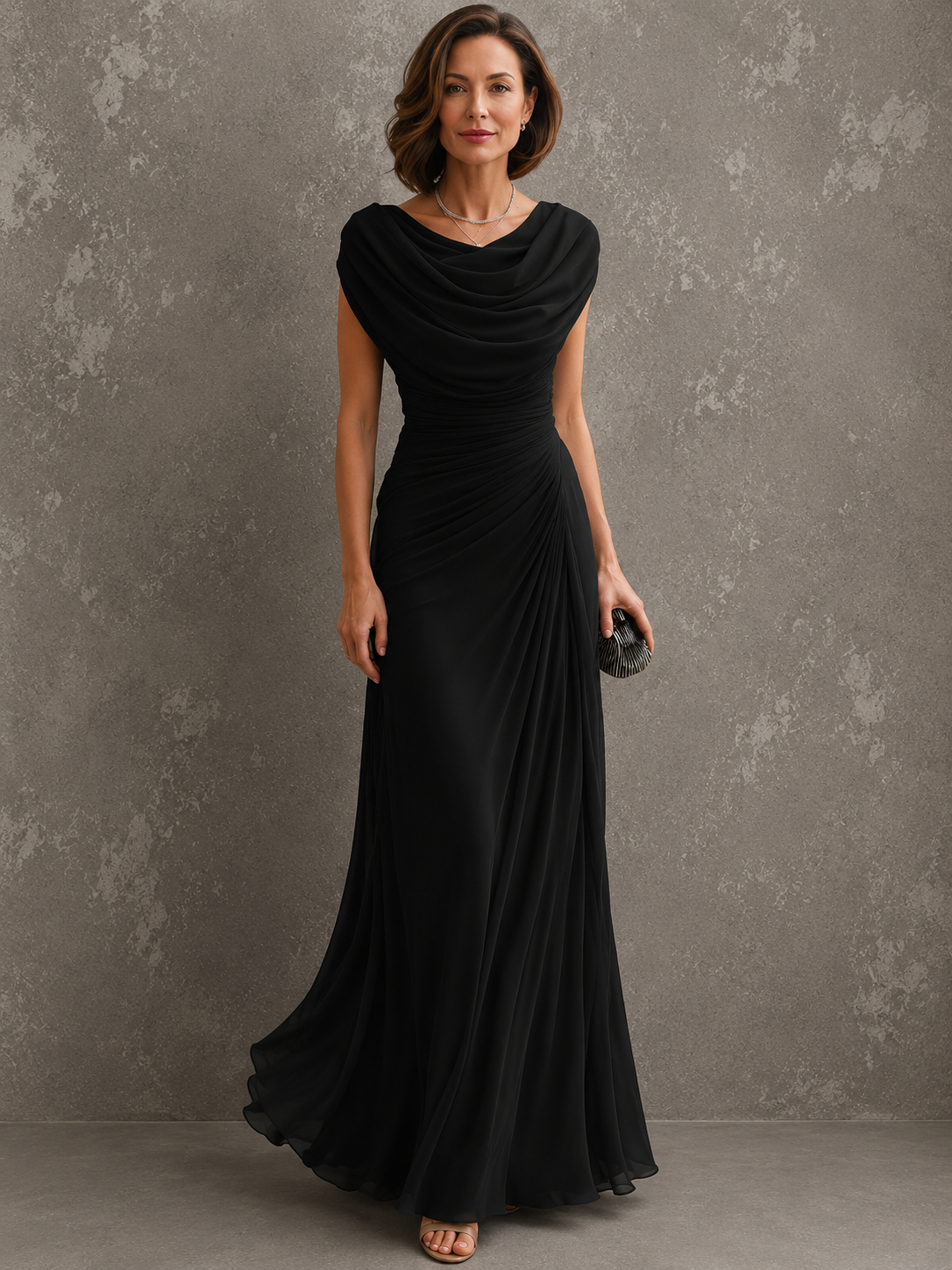Yolanda | Draped Floor-Length Maxi Dress