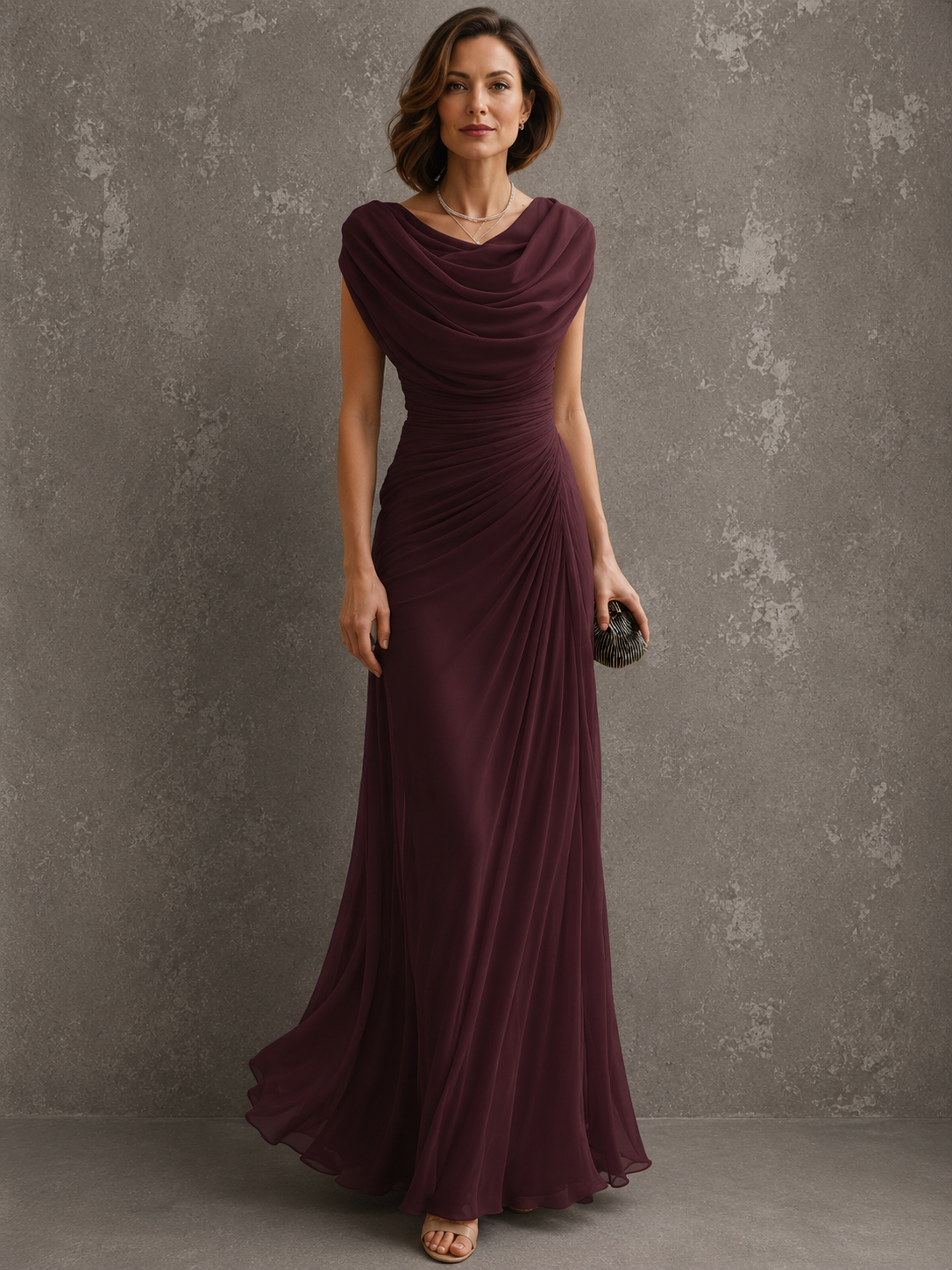 Yolanda | Draped Floor-Length Maxi Dress