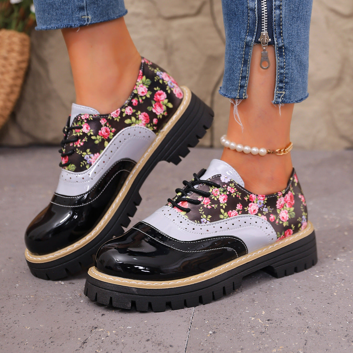 Paris | Retro Floral Oxfords
