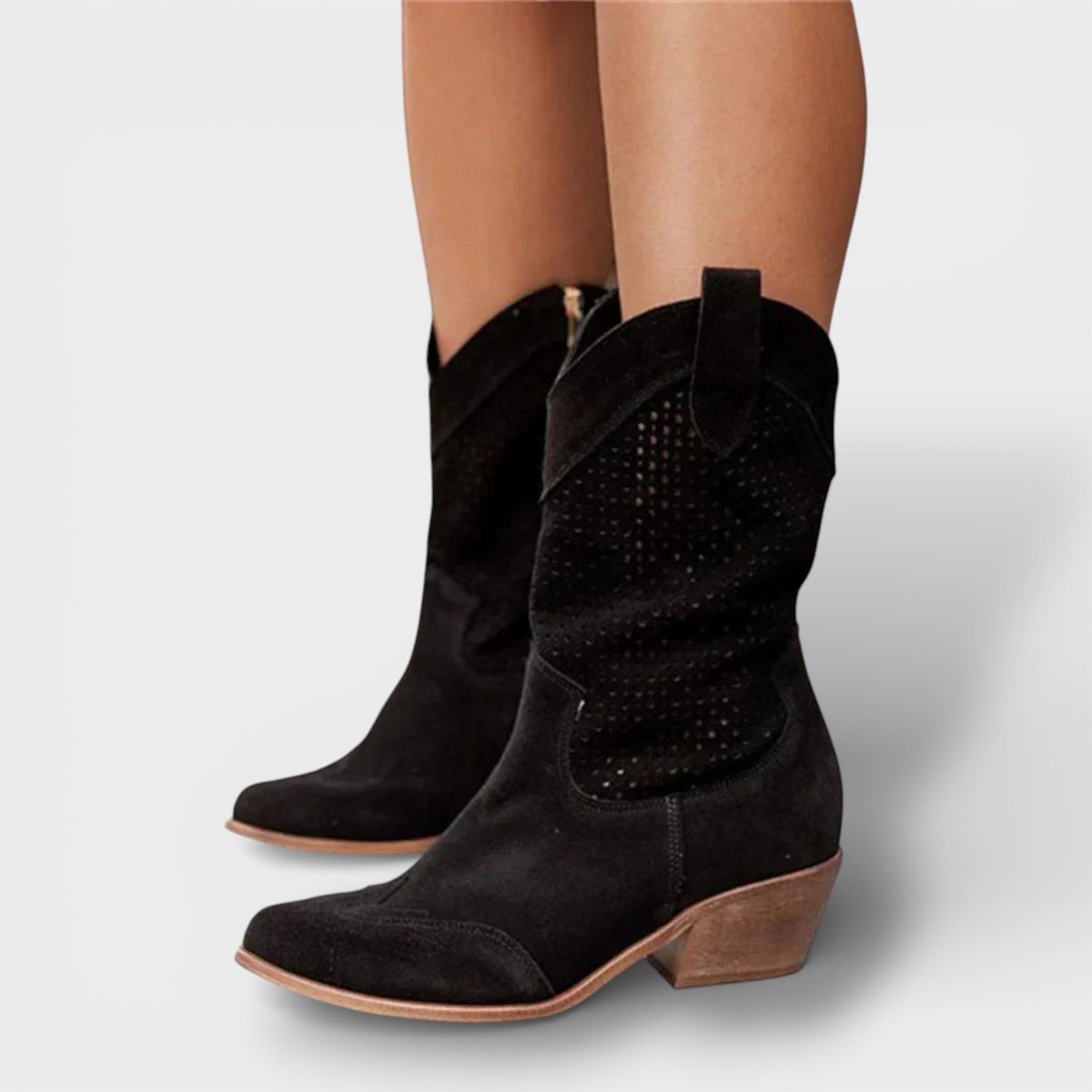 Florence | Cutout Cowboy Boots with Zipper