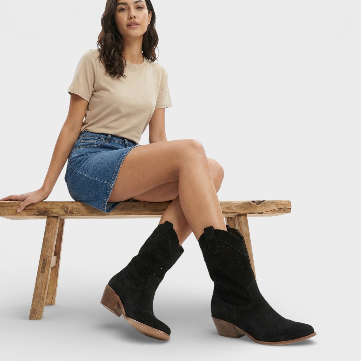 Florence | Cutout Cowboy Boots with Zipper