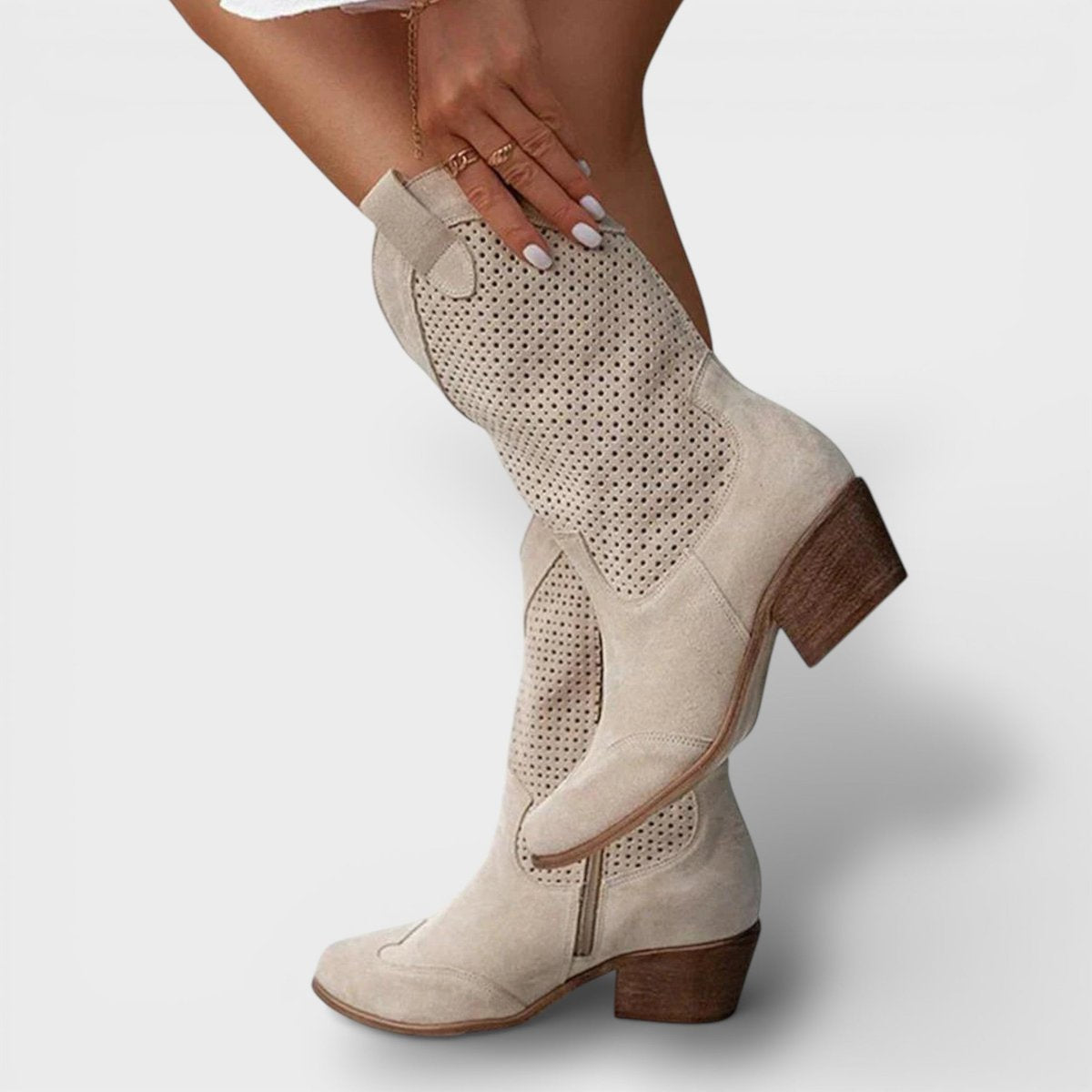 Florence | Cutout Cowboy Boots with Zipper