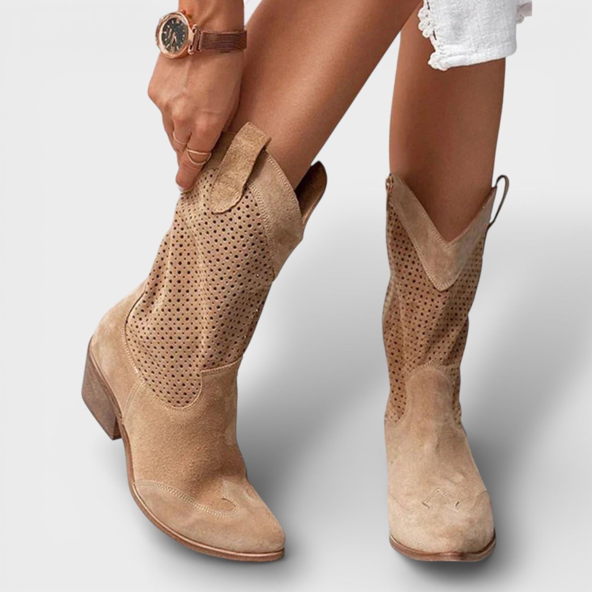 Florence | Cutout Cowboy Boots with Zipper