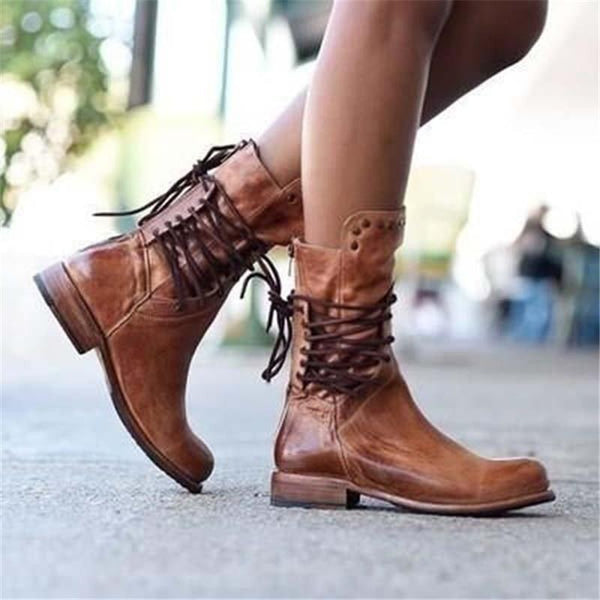 Cecily | Vintage-Style Lace-Up Ankle Boots