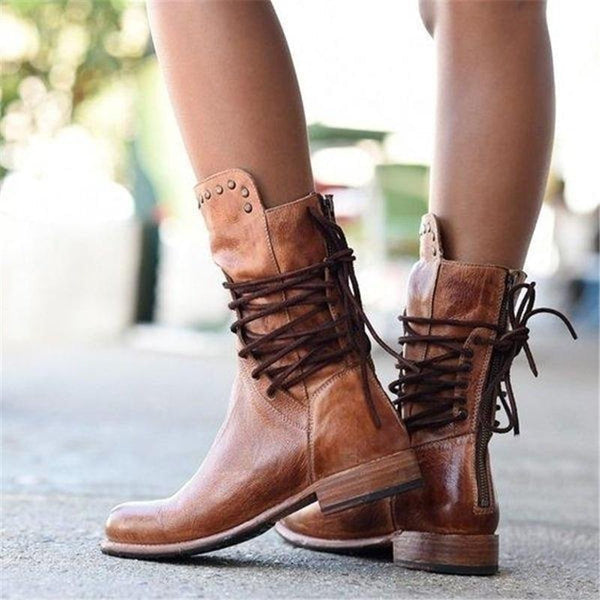 Cecily | Vintage-Style Lace-Up Ankle Boots