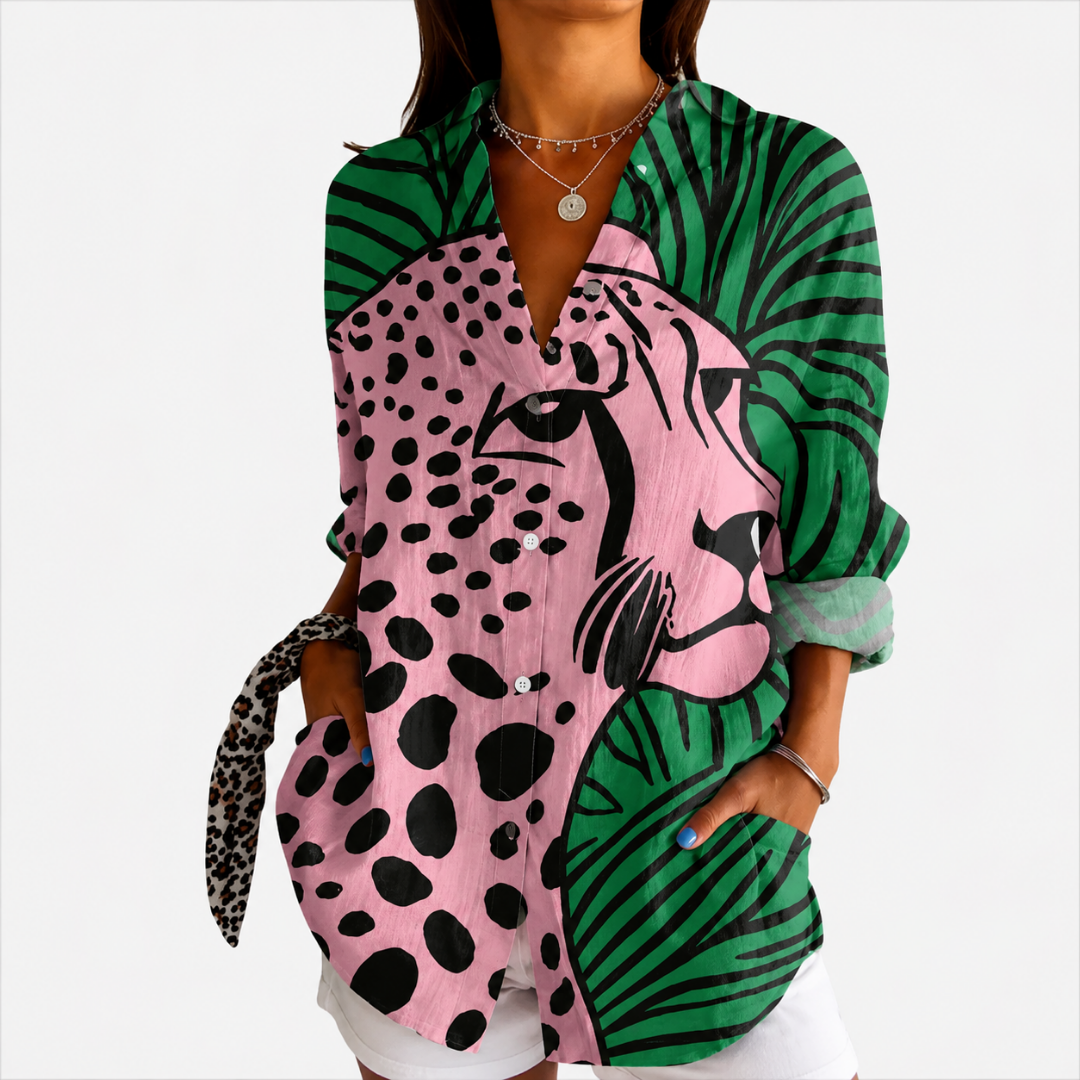 Tropical Leopard Print Blouse