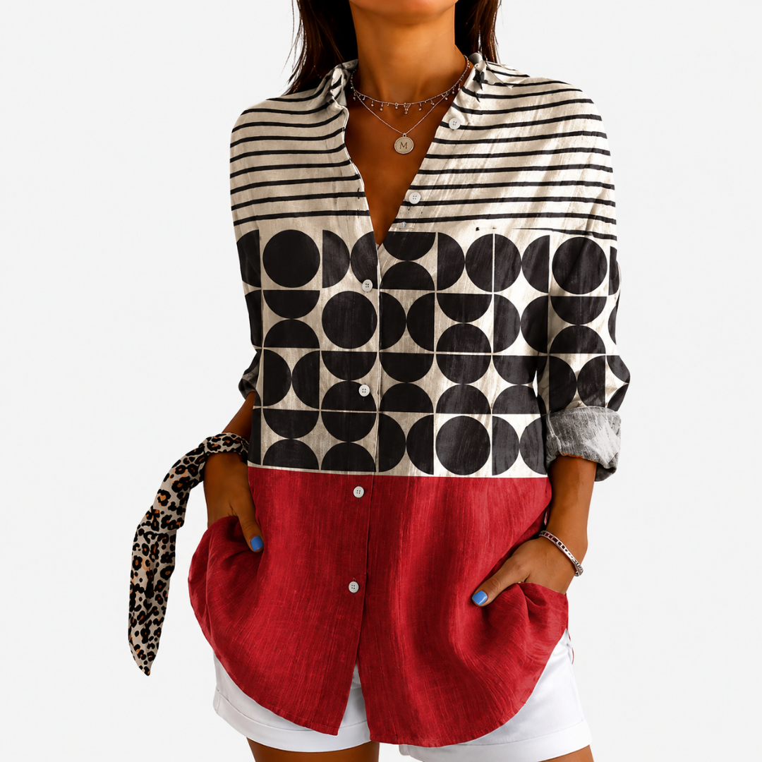 Retro Color Mix Blouse