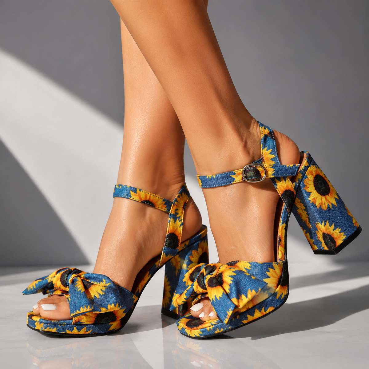 Bella | Sunflower Denim Heels
