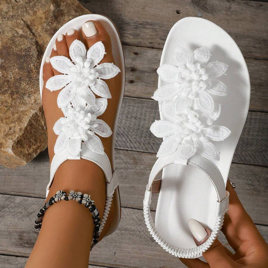 Victoria | Sandals with Floral Appliqués
