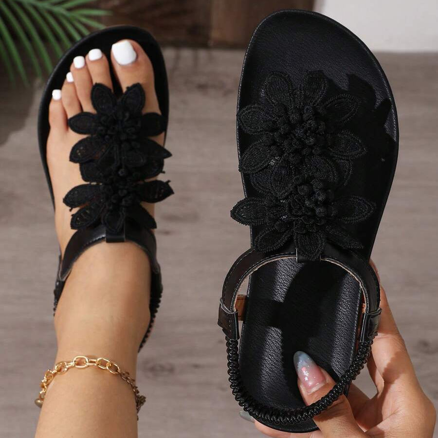 Victoria | Sandals with Floral Appliqués
