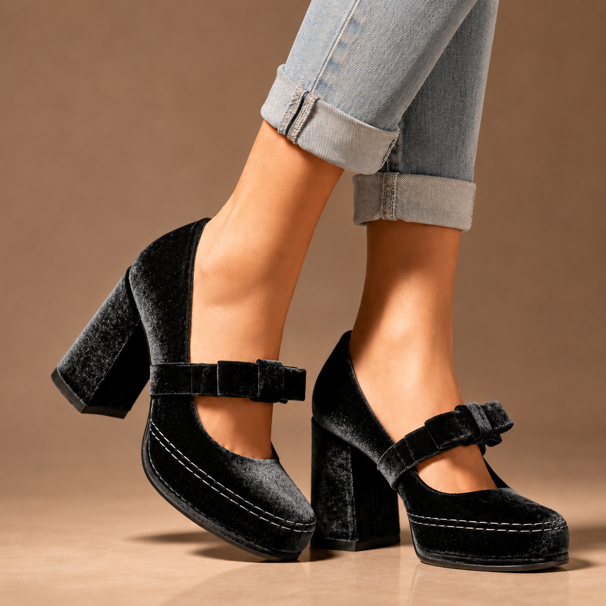 Valentina | Velvet Bow Heels