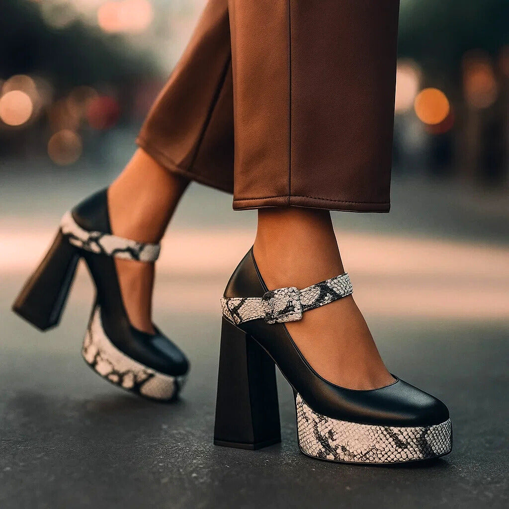 Natalia | Snake-Print Platform Heels