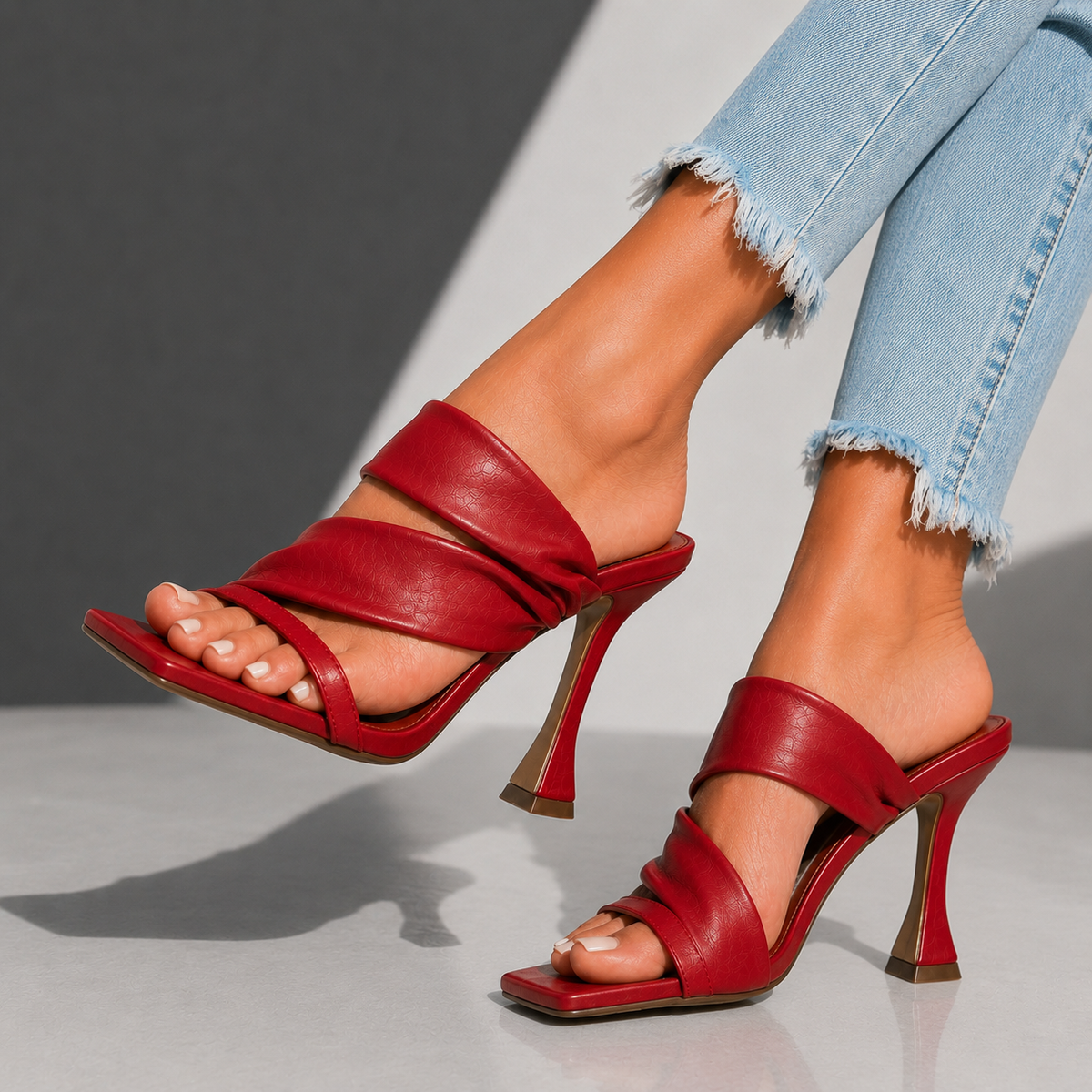 Serena | Crossover Strap Heeled Mules