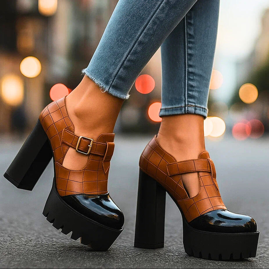 Vivienne | Croc-Embossed Block Heels