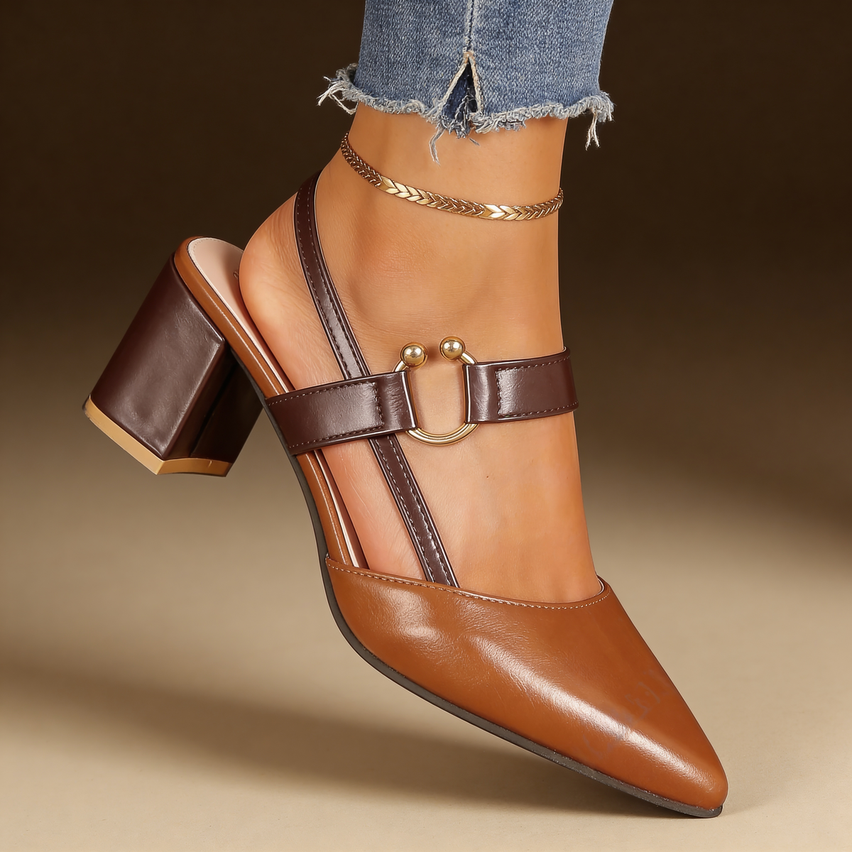 Avalina | Heels with Gold-Tone Ring
