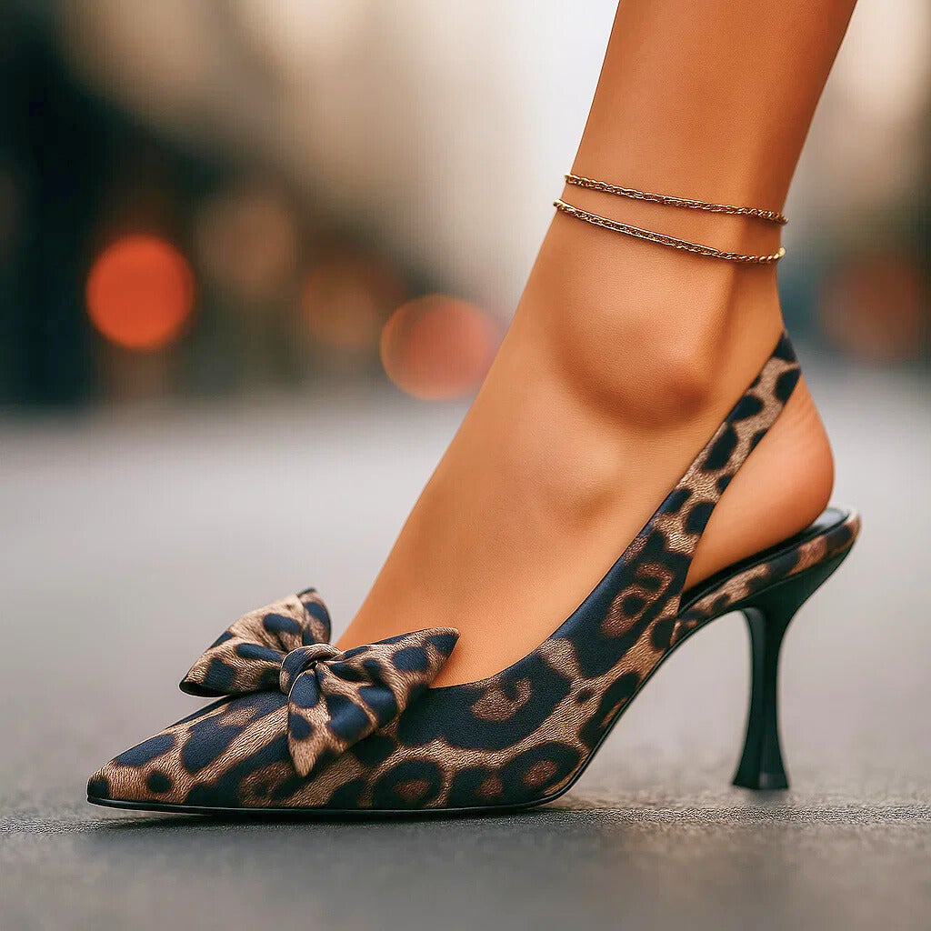 Lilian | Leopard Print Heels with Bow