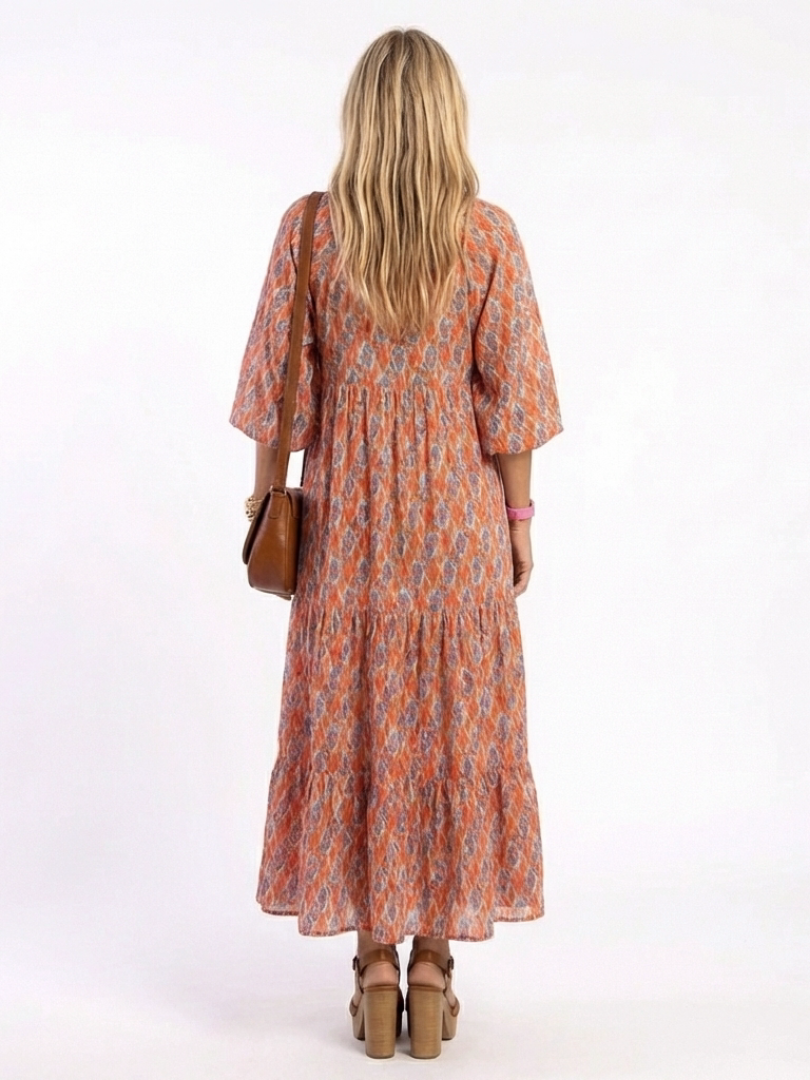 Sophia | Calm Beige Geometric Dress