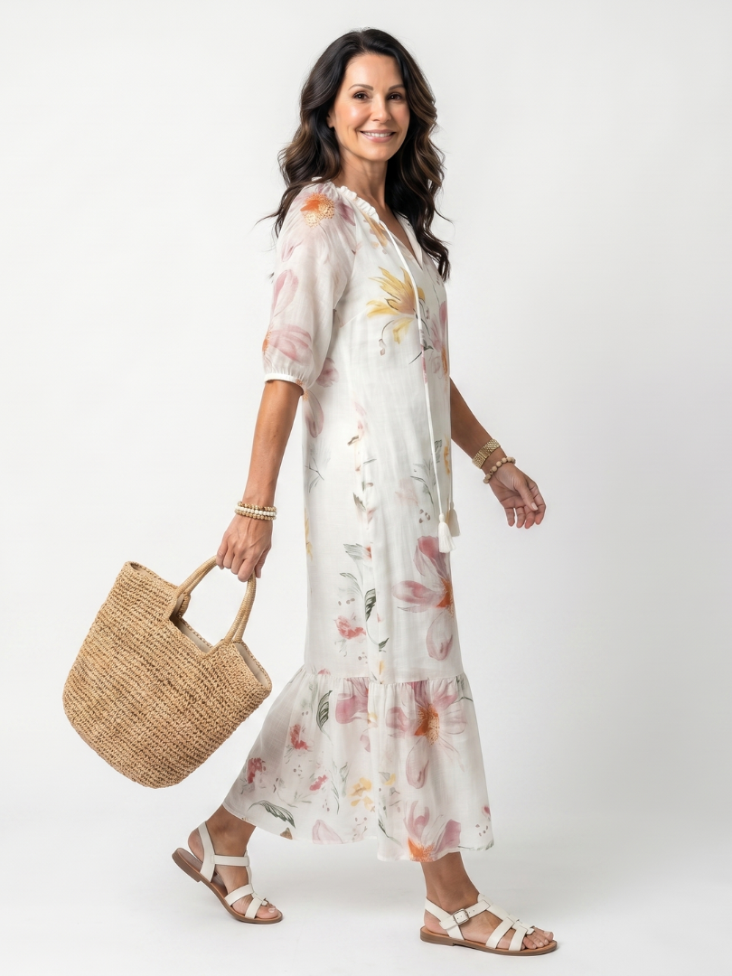 Teresa | White Dress with Soft Layers
