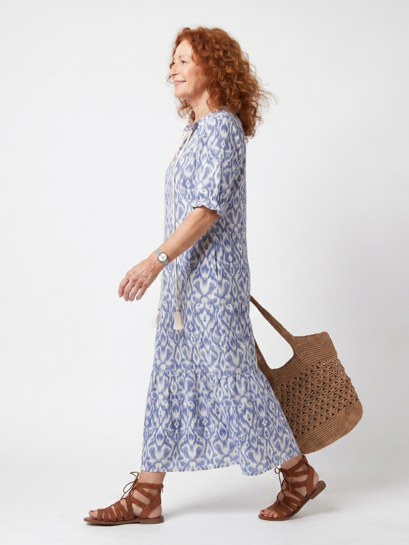 Alice | Summer Blue Drawstring Midi Dress