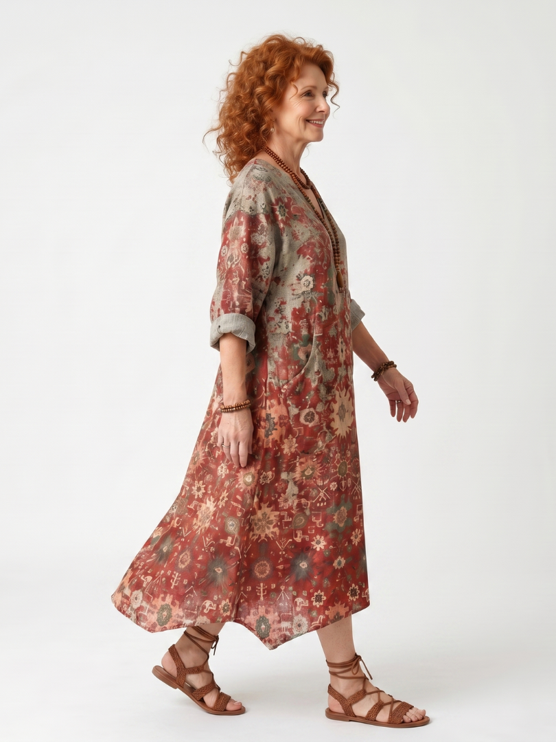 Helena | Mixed Print Dress with Pockets