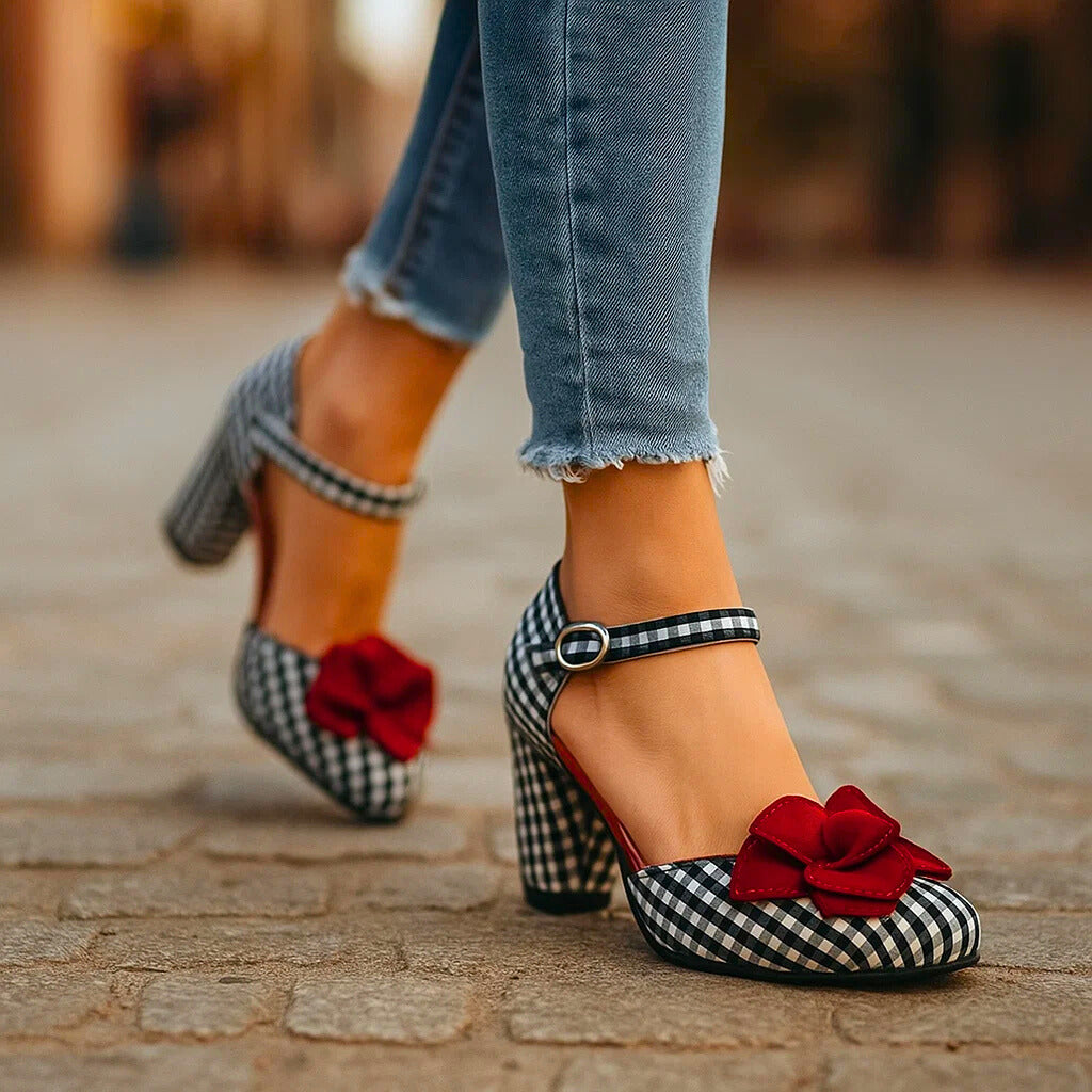 Zyra | Plaid Heels with Rose