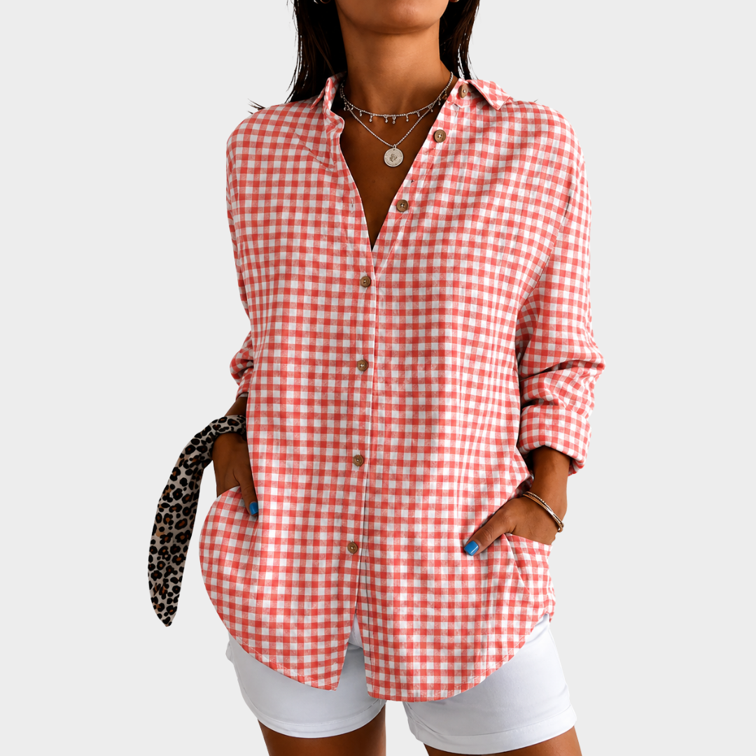 Coral Summer Floral Blouse