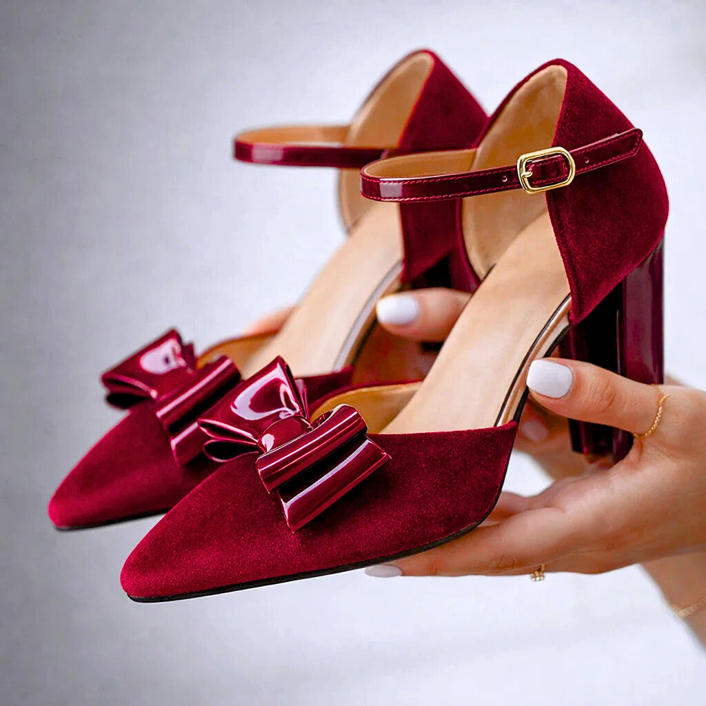 Lyla | Velvet Bow Heels