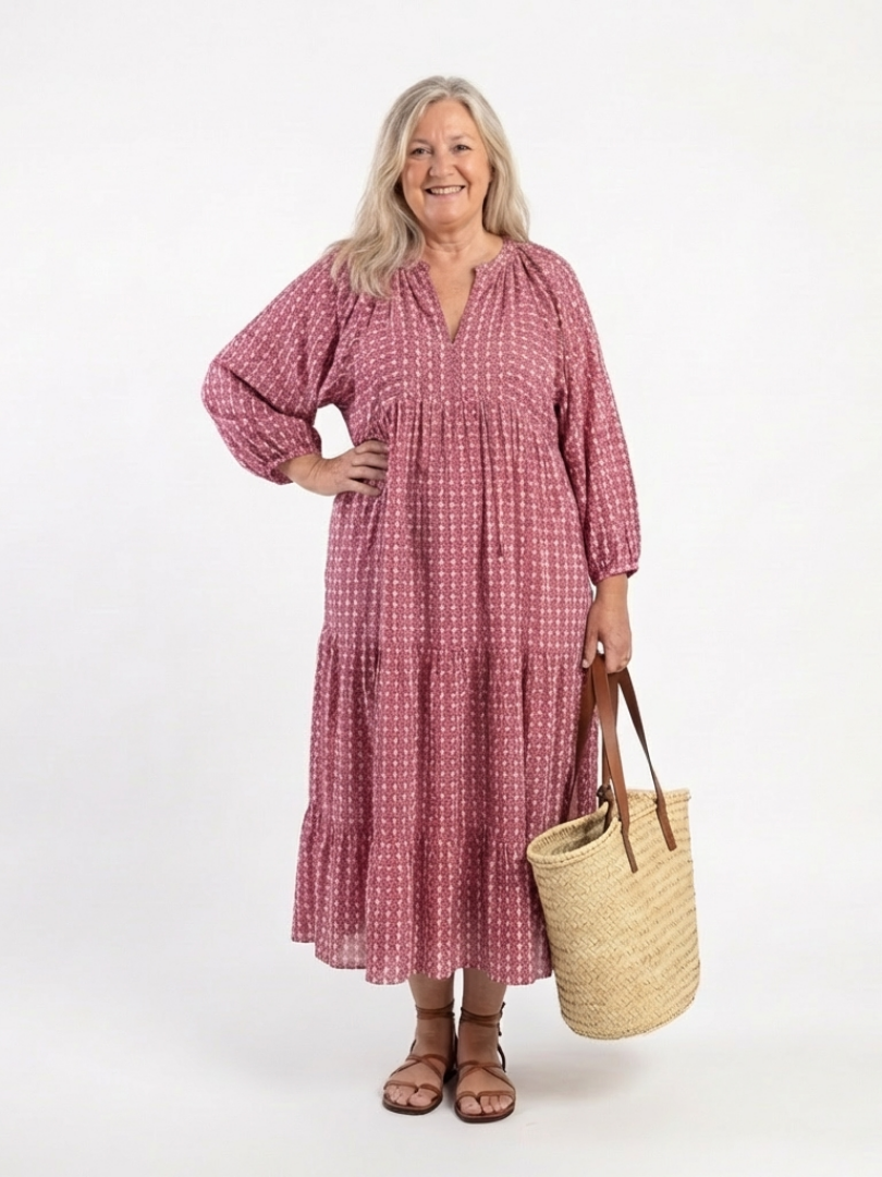 Christine | Long-Sleeve Dress with a Subtle Print
