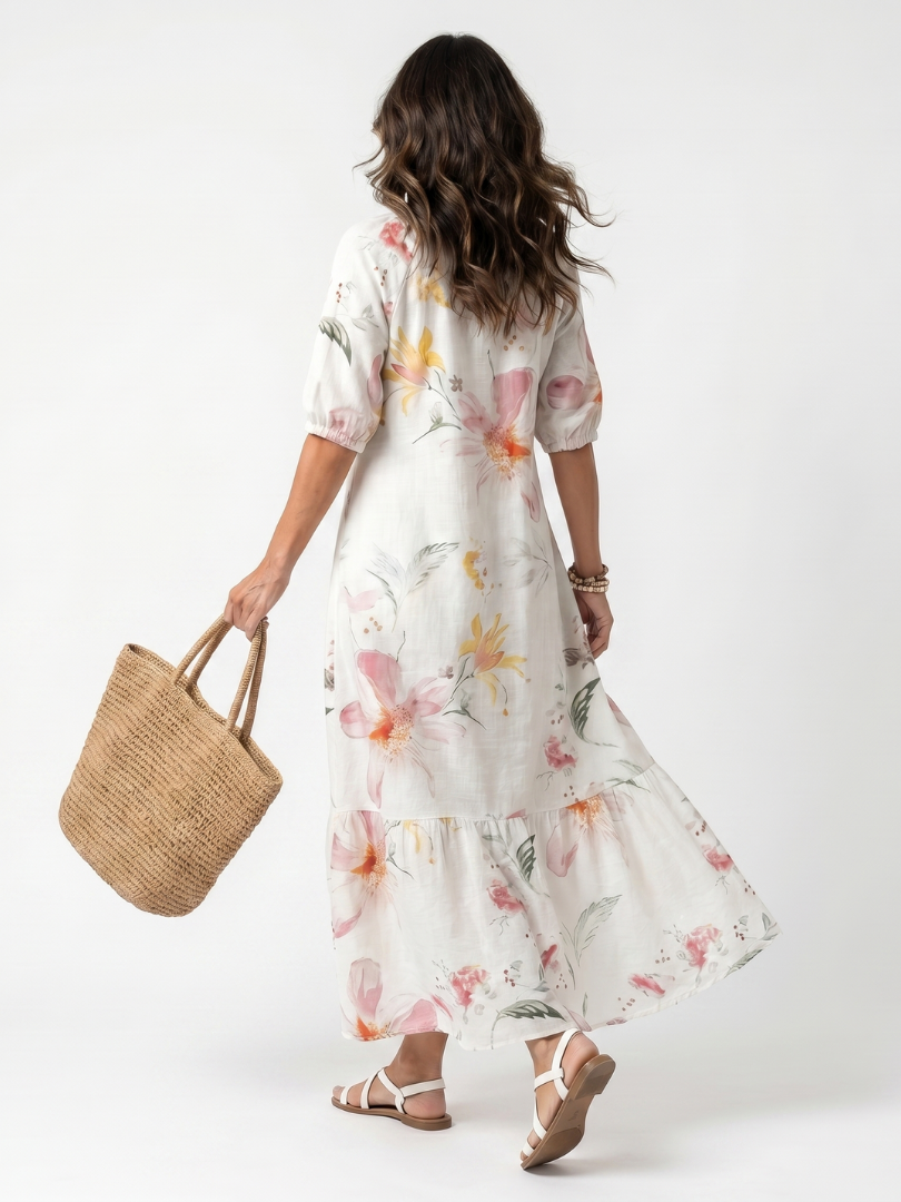 Teresa | White Dress with Soft Layers